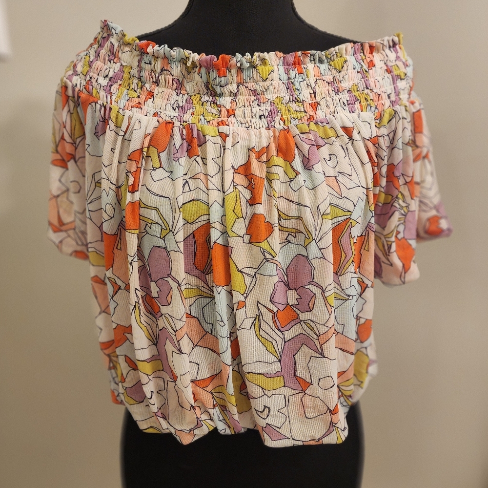Free people floral off-shoulder top, size small